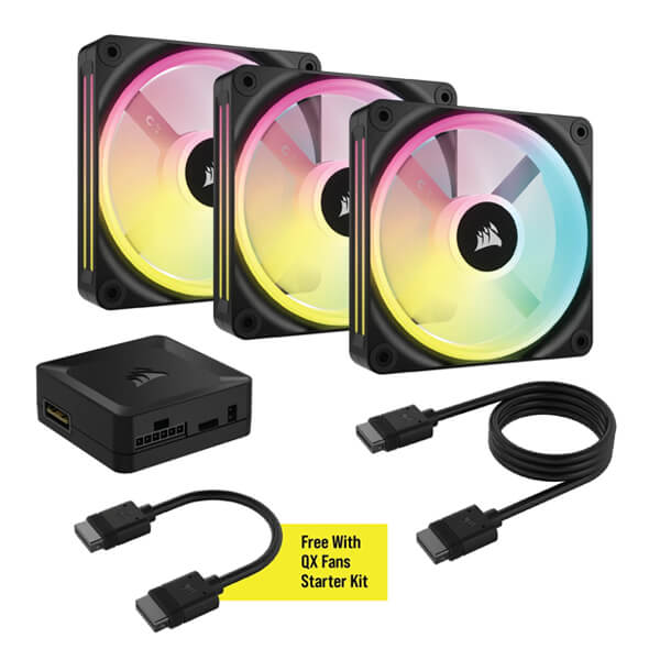 Corsair iCUE Link QX120 RGB 120mm PWM Triple Pack Cabinet Fan